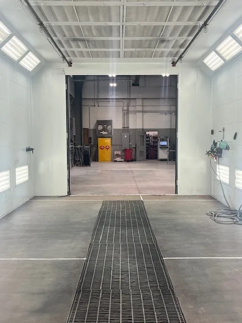 Entry to the paint booth